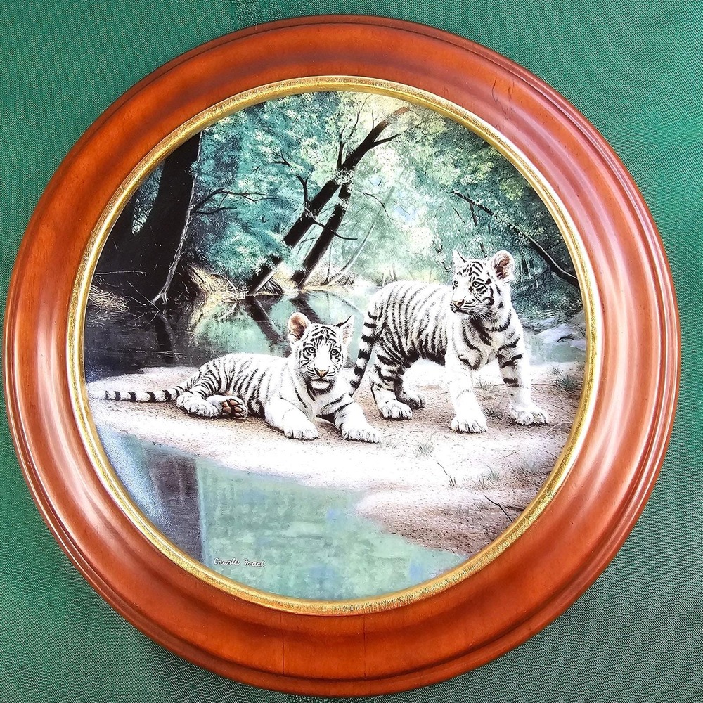 Charles‎ Frace Partners White Tiger Cubs Collector Plate WS George Framed 1991